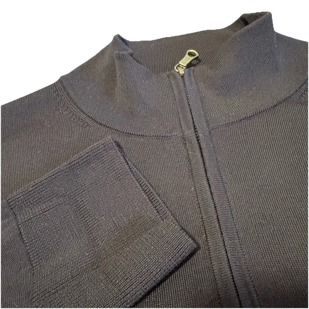 Brooks Brothers Quarter Zip Mens XL Navy Brookstech Merino Wool Sweater Light